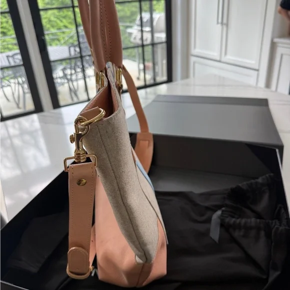 Beige and Blue Tote Bag